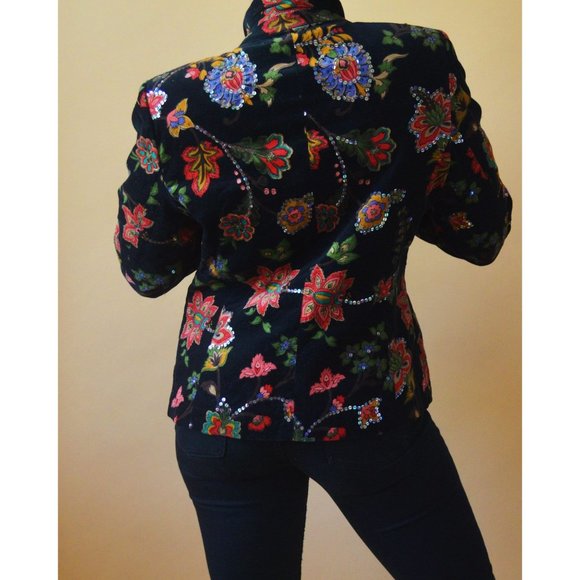 Vintage Bedazzled Corduroy Printed Jacket - Picture 3 of 3